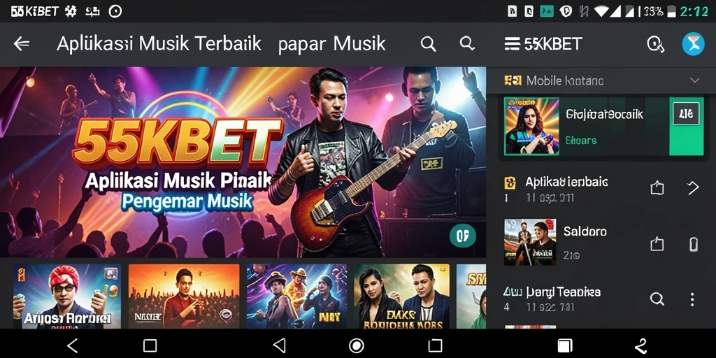 Tampilan screenshot 55KBET menunjukkan antarmuka aplikasi dengan berbagai pilihan lagu.
