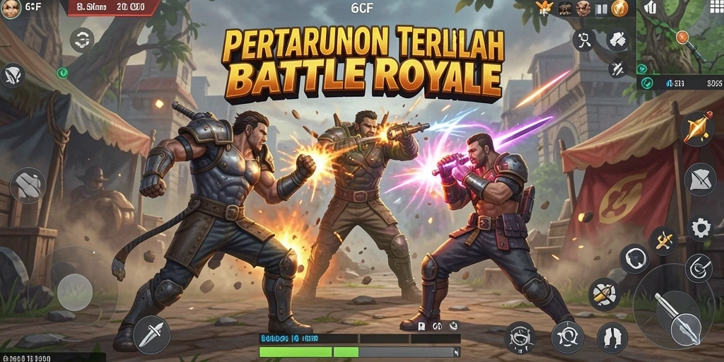 Gameplay mendebarkan dari Battle Royale di 6CF saat pertarungan intens terjadi.