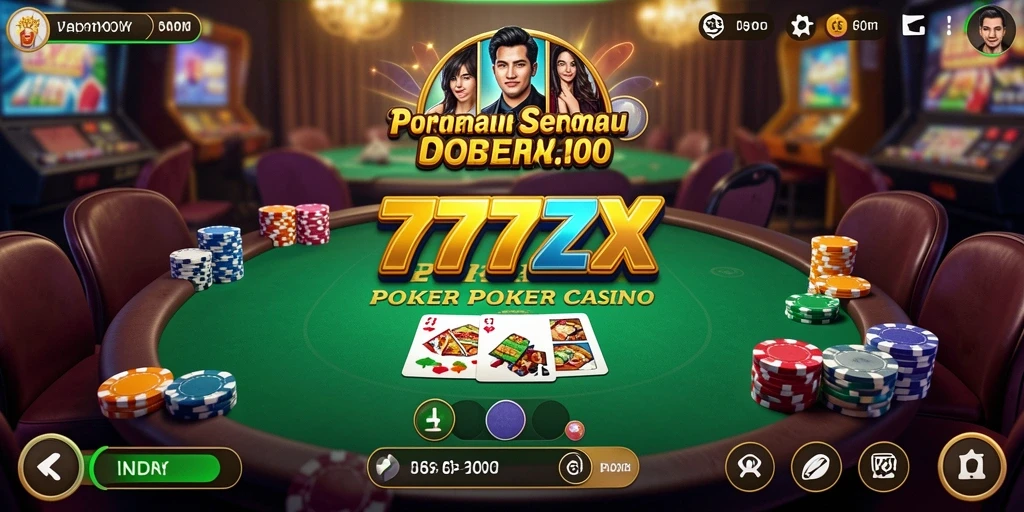 Tampilan gameplay poker yang dinamis dan seru di 777ZX.