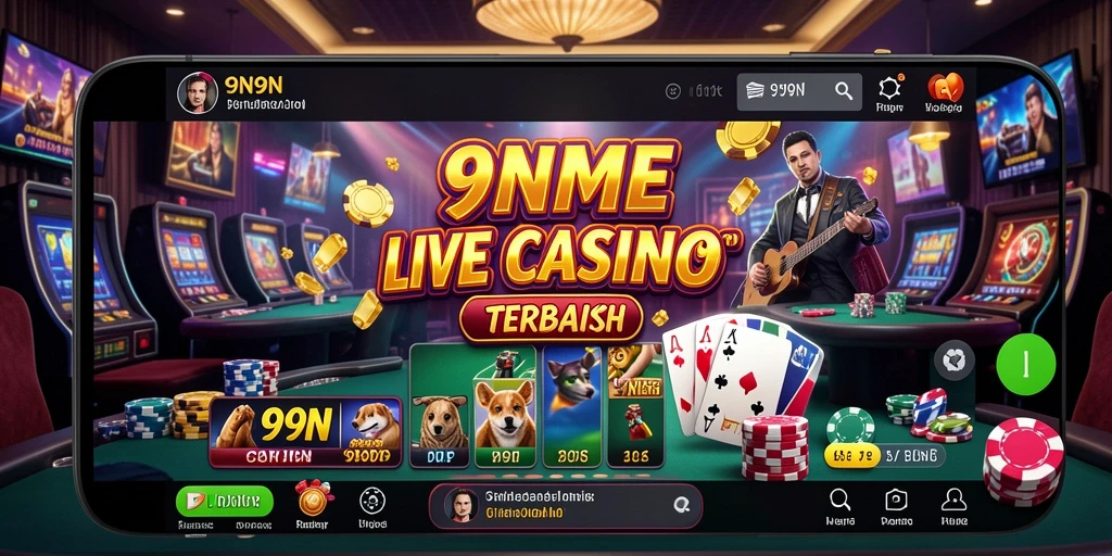 Tampilan gameplay Live Casino di 9N9N dengan dealer langsung.