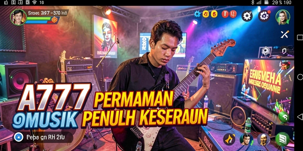 Tampilan utama A7777 dengan gameplay musik yang menarik.