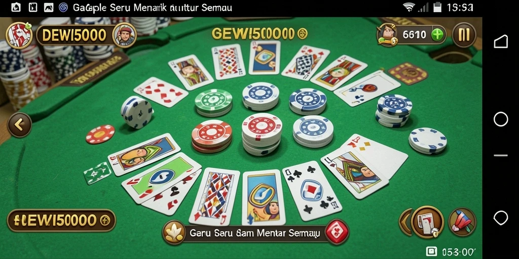 Tampilan gameplay DEWI5000 yang seru saat bermain Gaple.