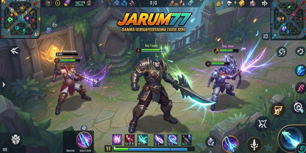 Tampilan gameplay seru dari JARUM77 dalam pertarungan tim.