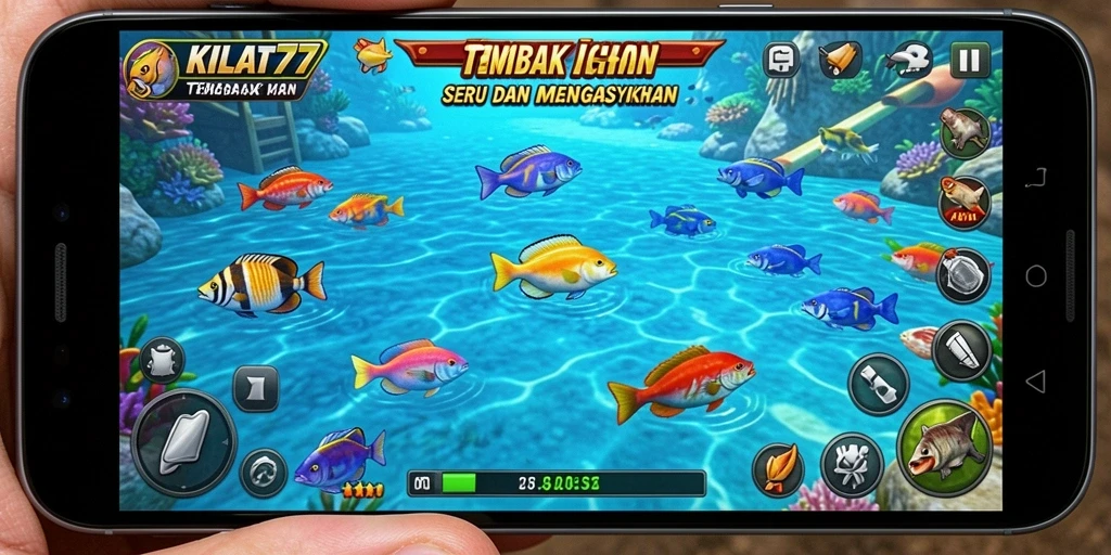 Tampilan gameplay Tembak Ikan KILAT77 yang mendebarkan.