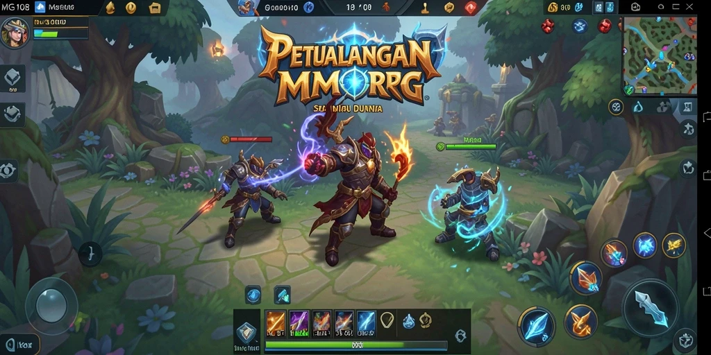 Screenshot MG108 menampilkan aksi seru dalam pertarungan MMORPG.