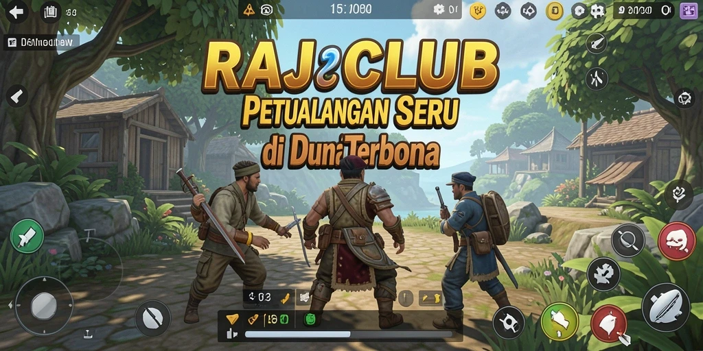 Tangkapan layar RAJACLUB menampilkan petualangan seru dalam dunia terbuka.