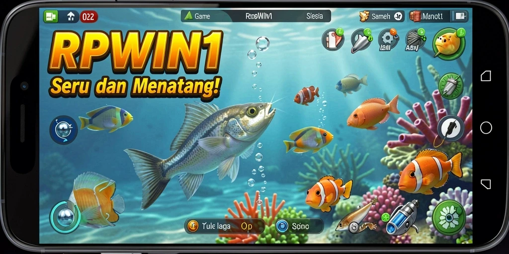 Screenshot RPWIN1 menunjukkan pemain yang sedang memancing di danau indah.