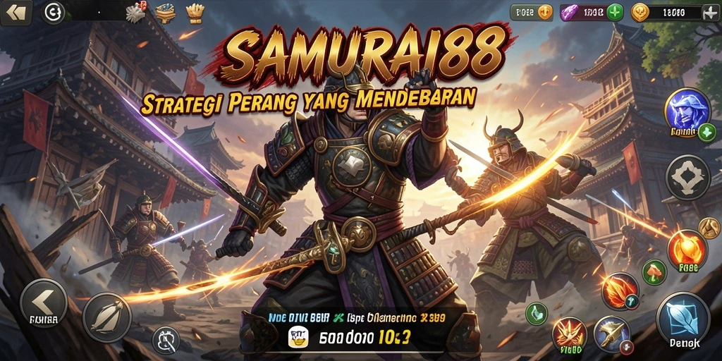 Tangkapan layar gameplay SAMURAI88 yang menampilkan pertempuran strategis.