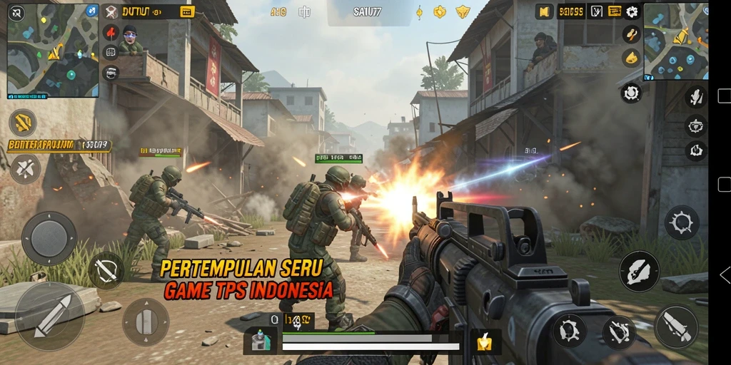 Tampilan gameplay seru dalam pertempuran TPS di SATU77.