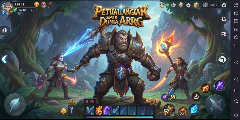 Tampilan aksi yang mendebarkan dalam SE328 dengan pertarungan dan sihir.