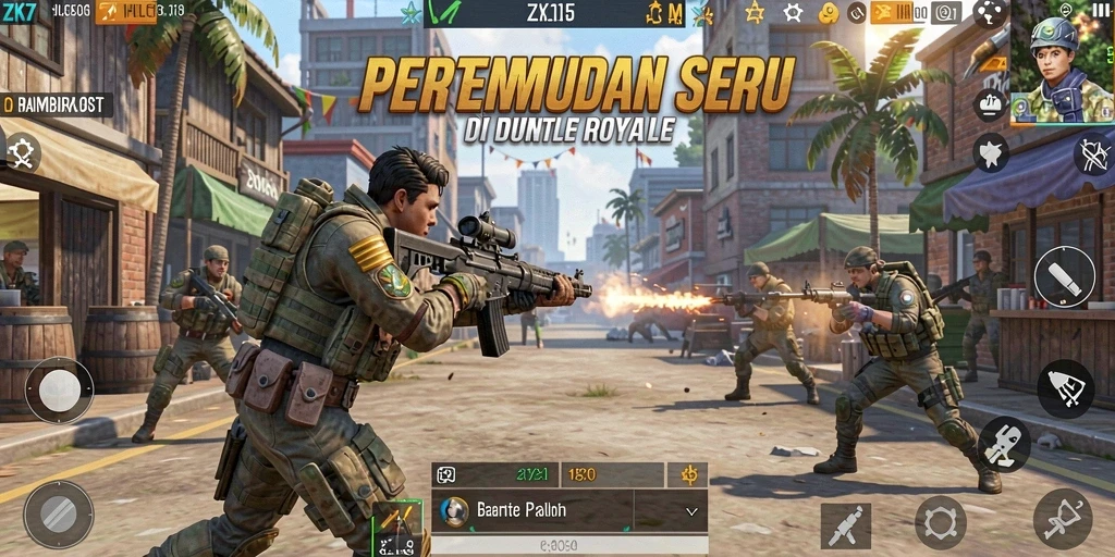 Tangkapan layar ZK7 menampilkan aksi seru dalam game Battle Royale.